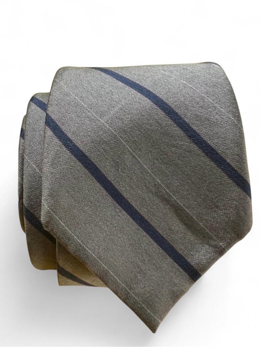 Oscar de la Renta Gray & Navy Diagonal Stripe Silk Necktie